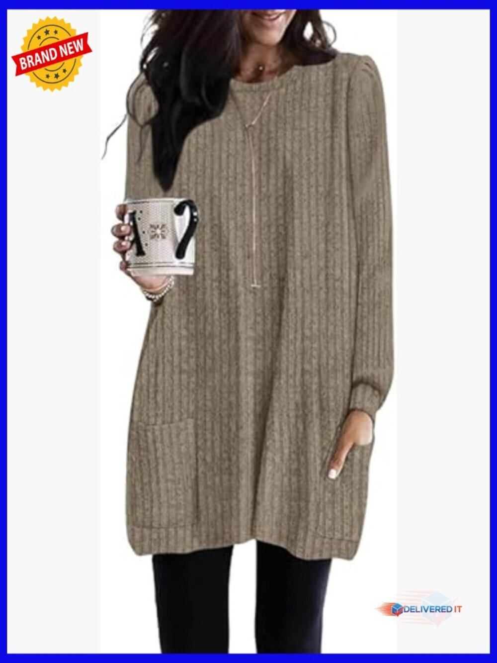 Long Sleeve Tunic Tops for Women Loose Fit Dressy Sweater with Pockets S-3XL